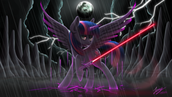 Size: 5000x2813 | Tagged: safe, artist:duskie-06, character:twilight sparkle, character:twilight sparkle (alicorn), species:alicorn, species:pony, crossover, dark side, female, lightsaber, sith, solo, star wars, weapon