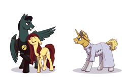 Size: 1298x800 | Tagged: safe, artist:28gooddays, species:earth pony, species:pegasus, species:pony, species:unicorn, captain hammer, doctor horrible, dr. horrible's sing-along blog, penny, ponified, simple background, white background