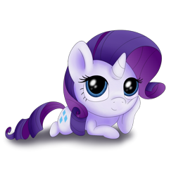 Size: 1024x1024 | Tagged: safe, artist:redquoz, character:rarity, chibi, cute, female, raribetes, shadow, simple background, smol, solo