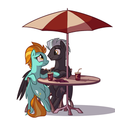 Size: 1053x1110 | Tagged: safe, artist:28gooddays, character:lightning dust, character:thunderlane, species:pegasus, species:pony, cute, eye contact, female, hug, looking at each other, male, mare, shipping, simple background, sitting, smiling, stallion, straight, thunderdust, transparent background, winghug