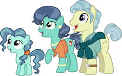 Size: 4818x3000 | Tagged: safe, artist:uponia, character:mr. paleo, character:mrs. paleo, character:petunia paleo, species:earth pony, species:pony, episode:the fault in our cutie marks, g4, my little pony: friendship is magic, .svg available, absurd resolution, clothing, family, female, filly, happy, inkscape, male, mare, open mouth, pearl necklace, raised hoof, simple background, stallion, transparent background, vector