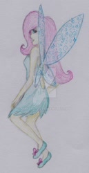 Size: 600x1165 | Tagged: safe, artist:marta4708, character:fluttershy, species:human, fairy, female, humanized, solo, traditional art