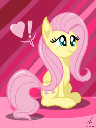 Size: 1500x2000 | Tagged: safe, artist:truffle shine, character:fluttershy, episode:viva las pegasus, g4, my little pony: friendship is magic, cute, exclamation point, heart, las pegasus scrunchyshy, shyabetes, sitting