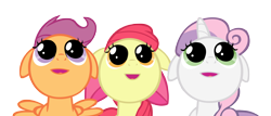 Size: 6797x2901 | Tagged: safe, artist:sofunnyguy, character:apple bloom, character:scootaloo, character:sweetie belle, species:pegasus, species:pony, faec, simple background, transparent background, vector