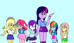 Size: 2004x1160 | Tagged: safe, artist:my little brony friend, character:applejack, character:fluttershy, character:pinkie pie, character:rainbow dash, character:rarity, character:twilight sparkle, character:twilight sparkle (alicorn), my little pony:equestria girls, 1000 hours in ms paint, female, mane six, ms paint, simple background