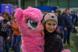 Size: 1920x1280 | Tagged: safe, artist:ketika, oc, oc:fluffle puff, species:human, 2016, blep, clothing, cosplay, costume, fursuit, hug, irl, irl human, photo, rubronycon, smiling, tongue out
