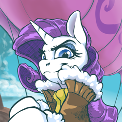 Size: 4509x4500 | Tagged: safe, artist:nadnerbd, character:rarity, species:pony, species:unicorn, absurd resolution, airship, bust, clothing, female, jacket, looking at you, solo