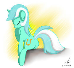 Size: 2200x2000 | Tagged: safe, artist:truffle shine, character:lyra heartstrings, species:pony, species:unicorn, eyes closed, female, floppy ears, lyra hindstrings, plot, sitting, solo, the thinker