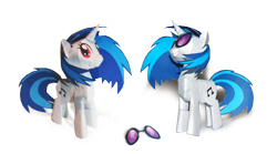 Size: 1020x566 | Tagged: safe, artist:kna, character:dj pon-3, character:vinyl scratch, species:pony, species:unicorn, cutie mark, female, grin, hooves, horn, mare, papercraft, photo, simple background, smiling, solo, sunglasses, teeth, transparent background
