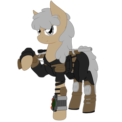 Size: 5800x5800 | Tagged: safe, artist:glacierfrostclaw, oc, oc only, oc:dust mote, species:earth pony, species:pony, fallout equestria, absurd resolution, hunting rifle, leather armor, scope, simple background, solo, transparent background