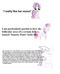 Size: 740x912 | Tagged: safe, artist:thatguy1945, artist:videogamehunter, character:sweetie belle, crappy art, female, increasingly verbose memes, intellectually hilarious, meme, pointy ponies, sesquipedalian loquaciousness, smiling, solo, stylistic suck, text
