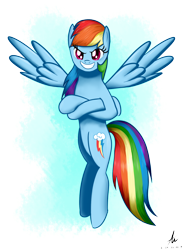 Size: 2000x2700 | Tagged: safe, artist:truffle shine, character:rainbow dash, female, flying, signature, solo, wings