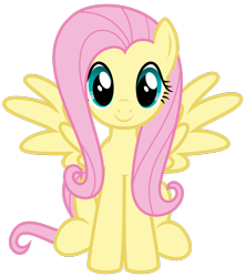 Size: 1600x1812 | Tagged: safe, artist:thatguy1945, character:fluttershy, species:pegasus, species:pony, cute, female, mare, shyabetes, simple background, sitting, solo, spread wings, transparent background, vector, wings