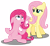 Size: 6004x5476 | Tagged: dead source, safe, artist:austiniousi, character:fluttershy, character:pinkie pie, absurd resolution, alternate hairstyle, simple background, transparent background, vector, white background