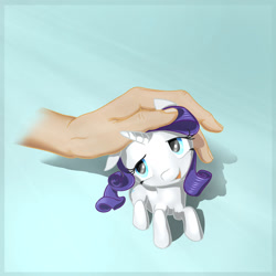 Size: 1024x1024 | Tagged: safe, artist:stratodraw, character:rarity, species:human, cute, disembodied hand, metro:mylittlepony, micro, petting, raribetes
