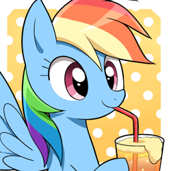 Size: 1300x1300 | Tagged: safe, artist:ryuu, character:rainbow dash, species:pegasus, species:pony, cider, cute, dashabetes, drinking, female, mare, sipping, solo, straw
