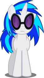 Size: 2242x3939 | Tagged: safe, artist:felix-kot, character:dj pon-3, character:vinyl scratch, species:pony, species:unicorn, confused, female, hooves, horn, mare, simple background, solo, sunglasses, transparent background, vector