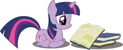 Size: 3912x1608 | Tagged: safe, artist:felix-kot, character:twilight sparkle, species:pony, species:unicorn, episode:applebuck season, g4, my little pony: friendship is magic, book, cute, female, prone, reading, simple background, smiling, solo, transparent background, twiabetes, vector