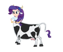 Size: 810x675 | Tagged: source needed, useless source url, safe, artist:theunknowenone1, character:rarity, species:centaur, species:cow, my little pony:equestria girls, bracelet, cow ears, hand on hip, horns, human coloration, jewelry, raricow, species swap, udder