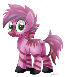 Size: 977x1162 | Tagged: safe, artist:iheartjapan789, oc, oc only, oc:berry ink, species:zebra, ear piercing, female, filly, piercing, simple background, solo, transparent background