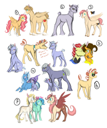 Size: 7200x8640 | Tagged: safe, artist:xenalollie, character:cheese sandwich, character:flim, character:limestone pie, character:trixie, oc, oc:anomaly, oc:apple strudel, oc:autumn apple, oc:mineral spring, oc:monarch apple, oc:moonstone pie, oc:sahara sunrise, parent:aloe, parent:applejack, parent:discord, parent:fluttershy, parent:limestone pie, parent:prince blueblood, parent:trixie, parent:zecora, parent:zephyr breeze, parents:appleshy, parents:bluecora, parents:discoshy, species:draconequus, species:pony, species:unicorn, species:zony, absurd resolution, butterfly, clothing, female, gay, hat, hybrid, interspecies offspring, kissing, magical lesbian spawn, male, mare, next generation, offspring, species swap, stallion, trixie's hat