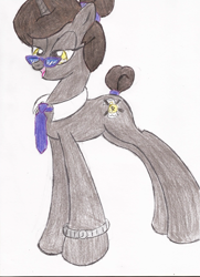 Size: 1592x2200 | Tagged: safe, artist:wyren367, oc, oc only, oc:folklore, species:pony, species:unicorn, colored pencil drawing, simple background, solo, traditional art, white background