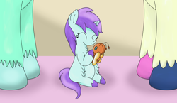 Size: 2432x1408 | Tagged: safe, artist:dinkyuniverse, character:bon bon, character:liza doolots, character:lyra heartstrings, character:petunia, character:sweetie drops, character:tootsie flute, parent:bon bon, parent:lyra heartstrings, parents:lyrabon, species:pony, species:unicorn, ship:lyrabon, episode:a flurry of emotions, g4, my little pony: friendship is magic, chest fluff, cute, female, filly, foal, happy, lesbian, lyrabontoots family, magical lesbian spawn, offspring, parent, shipping, tootsie cute, toy, unshorn fetlocks