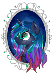 Size: 1024x1425 | Tagged: safe, artist:saturnstar14, oc, oc only, species:pony, beautiful, bust, multicolored hair, portrait, silver, solo, watermark