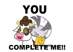 Size: 673x483 | Tagged: safe, artist:theunknowenone1, character:daisy jo, character:zecora, species:cow, species:zebra, conjoined, fusion, jocora, multiple heads, two heads, zebrow
