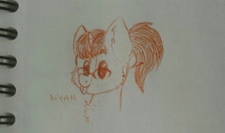 Size: 585x346 | Tagged: safe, artist:pinkcloudhugger, oc, oc only, oc:mckeypl, species:pony, glasses, sketch, solo, tongue out, traditional art
