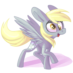 Size: 800x800 | Tagged: safe, artist:ponygoggles, character:derpy hooves, species:pegasus, species:pony, female, happy, simple background, smiling, solo, white background
