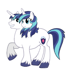 Size: 1465x1469 | Tagged: safe, artist:theunknowenone1, character:shining armor, species:pony, alternate universe, brother and sister, conjoined, conjoined twins, gleaming shield, multiple heads, not salmon, rule 63, siblings, simple background, twins, two heads, wat, white background