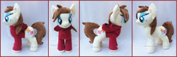 Size: 2284x743 | Tagged: safe, artist:lilmoon, oc, oc only, oc:cream heart, species:earth pony, species:pony, clothing, female, hoodie, irl, mare, photo, plushie, solo