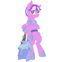 Size: 3500x3500 | Tagged: safe, artist:glacierfrostclaw, character:screwball, species:earth pony, species:pony, alternate hairstyle, bandaid, barbed wire, baseball bat, crystal guard armor, female, mare, nails, scar, standing