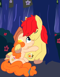Size: 1916x2486 | Tagged: safe, artist:tanmansmantan, character:bright mac, character:pear butter, species:pony, ship:brightbutter, episode:the perfect pear, g4, my little pony: friendship is magic, cuddling, cute, female, male, shipping, straight