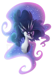 Size: 1299x1868 | Tagged: safe, artist:monogy, character:princess cadance, character:princess celestia, character:princess luna, character:twilight sparkle, character:twilight sparkle (alicorn), oc, oc:dianisis cibele, species:alicorn, species:pony, bust, empress, ethereal mane, female, fusion, goddess, mare, multiple eyes, multiple horns, portrait, simple background, solo, transparent background