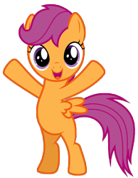 Size: 6372x8192 | Tagged: safe, artist:thatguy1945, character:scootaloo, species:pegasus, species:pony, episode:flight to the finish, g4, my little pony: friendship is magic, absurd resolution, bipedal, cute, cutealoo, female, filly, happy, pyramid, simple background, solo, transparent background, vector