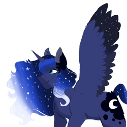 Size: 2000x2000 | Tagged: safe, artist:scarletskitty12, character:princess luna, species:alicorn, species:pony, female, gradient hair, mare, simple background, smiling, solo, white background