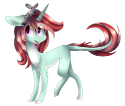 Size: 3439x2905 | Tagged: safe, artist:hyshyy, oc, oc only, species:pony, species:unicorn, female, high res, mare, side view, simple background, solo, tongue out, transparent background, transparent mane