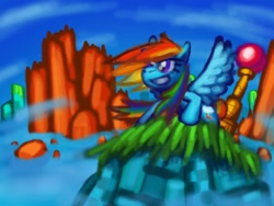 Size: 2000x1500 | Tagged: safe, artist:cazra, character:rainbow dash, species:pony, newbie artist training grounds, crossover, female, hill top zone, solo, sonic the hedgehog (series), sonic the hedgehog 2