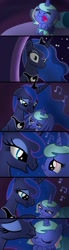 Size: 1100x3999 | Tagged: safe, artist:justsomepainter11, character:princess luna, oc, oc:aurora, parent:princess luna, species:alicorn, species:pony, comic, cute, diaper, female, foal, heartwarming, jewelry, kissing, lullaby, maternaluna, mother and child, mother and daughter, motherly, music notes, regalia, singing, sleeping