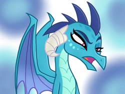 Size: 2732x2048 | Tagged: safe, artist:justsomepainter11, character:princess ember, species:dragon, episode:triple threat, g4, my little pony: friendship is magic, raised eyebrow, squint