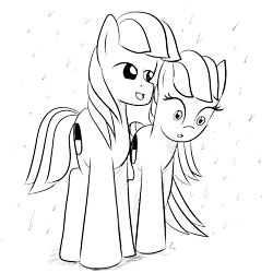 Size: 1000x1000 | Tagged: safe, artist:truffle shine, oc, oc only, oc:cordyceps sparkle, oc:truffle shine, species:earth pony, species:pony, duo, female, lineart, male, mare, rule 63, simple background, sketch, stallion, surprised, transparent background, truffle shine's sketch series