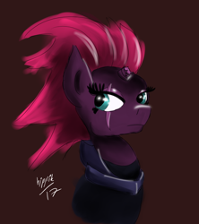 Size: 1936x2183 | Tagged: safe, artist:hippik, character:tempest shadow, species:pony, species:unicorn, my little pony: the movie (2017), broken horn, bust, eye scar, female, mare, scar, simple background, solo