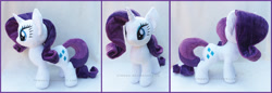 Size: 2170x743 | Tagged: safe, artist:lilmoon, character:rarity, species:pony, irl, photo, plushie, solo
