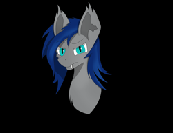 Size: 3300x2550 | Tagged: safe, artist:lunar froxy, oc, oc only, oc:lunar frost, species:bat pony, species:pony, black background, bust, male, scarred, simple background, solo, stallion, wounded warriors