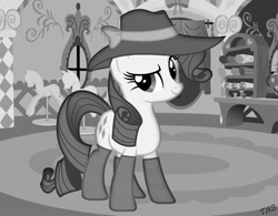 Size: 923x720 | Tagged: safe, artist:tabrony23, character:rarity, species:pony, species:unicorn, black and white, clothing, fedora, female, grayscale, hat, mare, monochrome, socks