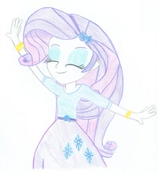 Size: 854x935 | Tagged: safe, artist:tabrony23, character:rarity, my little pony:equestria girls, eyes closed, female, solo, traditional art