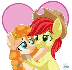 Size: 1580x1524 | Tagged: safe, artist:iheartjapan789, character:bright mac, character:pear butter, species:pony, ship:brightbutter, episode:the perfect pear, g4, my little pony: friendship is magic, female, male, mare, shipping, stallion, straight
