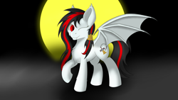 Size: 5312x2988 | Tagged: safe, artist:lunar froxy, oc, oc only, oc:chimebell, species:bat pony, species:pony, female, mare, moon, smiling, solo